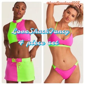 4 pc set LoveShackFancy x Hurley bikini tops, bottom, and skirt set!! NWT